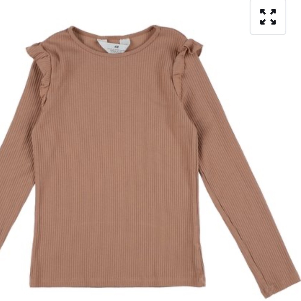 H&M Girls Ruffle Detail Ribbed Long Sleeve Top - Picture 8 of 9